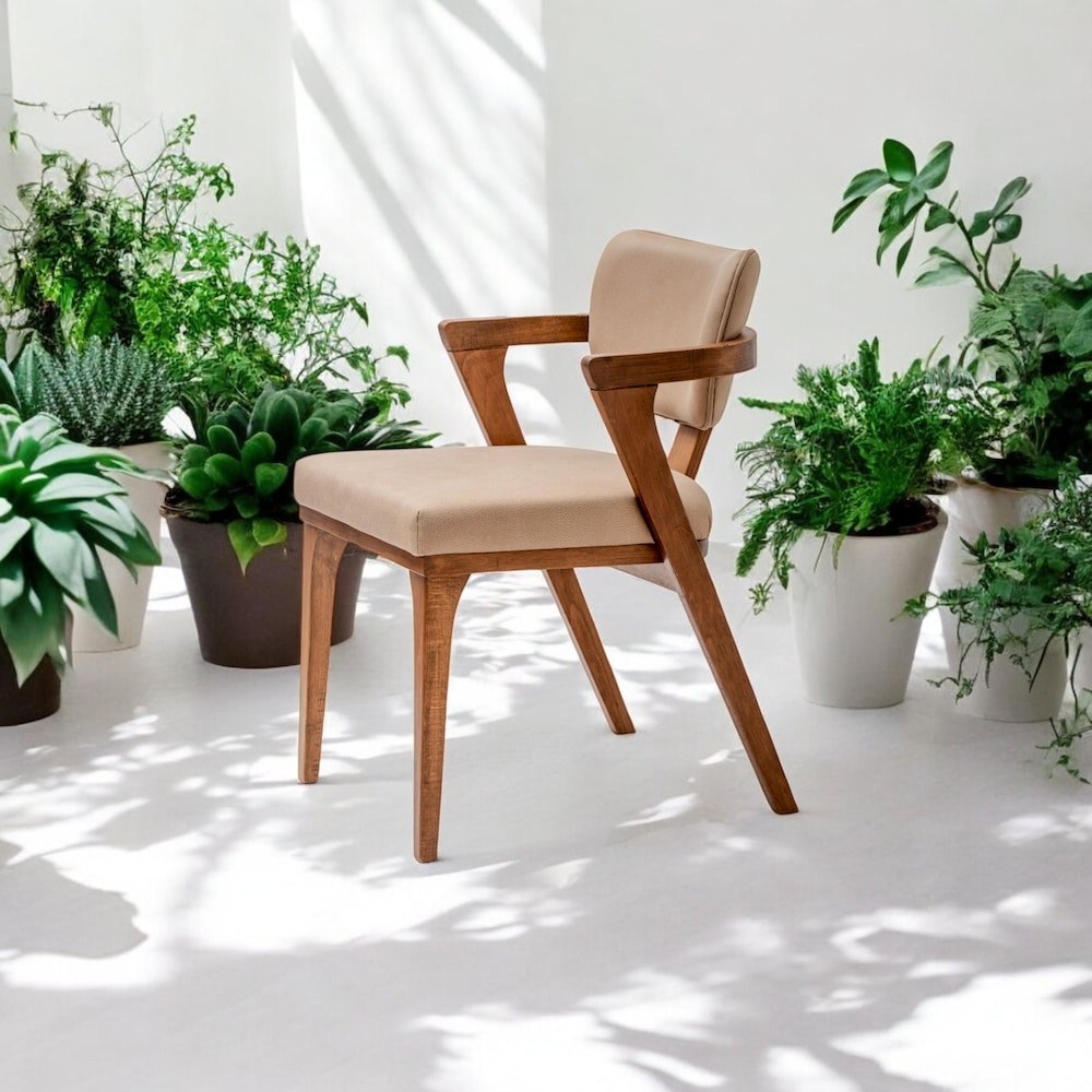 Wooden Dining Chair with Arms, Handmade Modern Kitchen Table Chairs, Comfortable Living Room Seating, Stylish Dining Room Furniture - Image 6