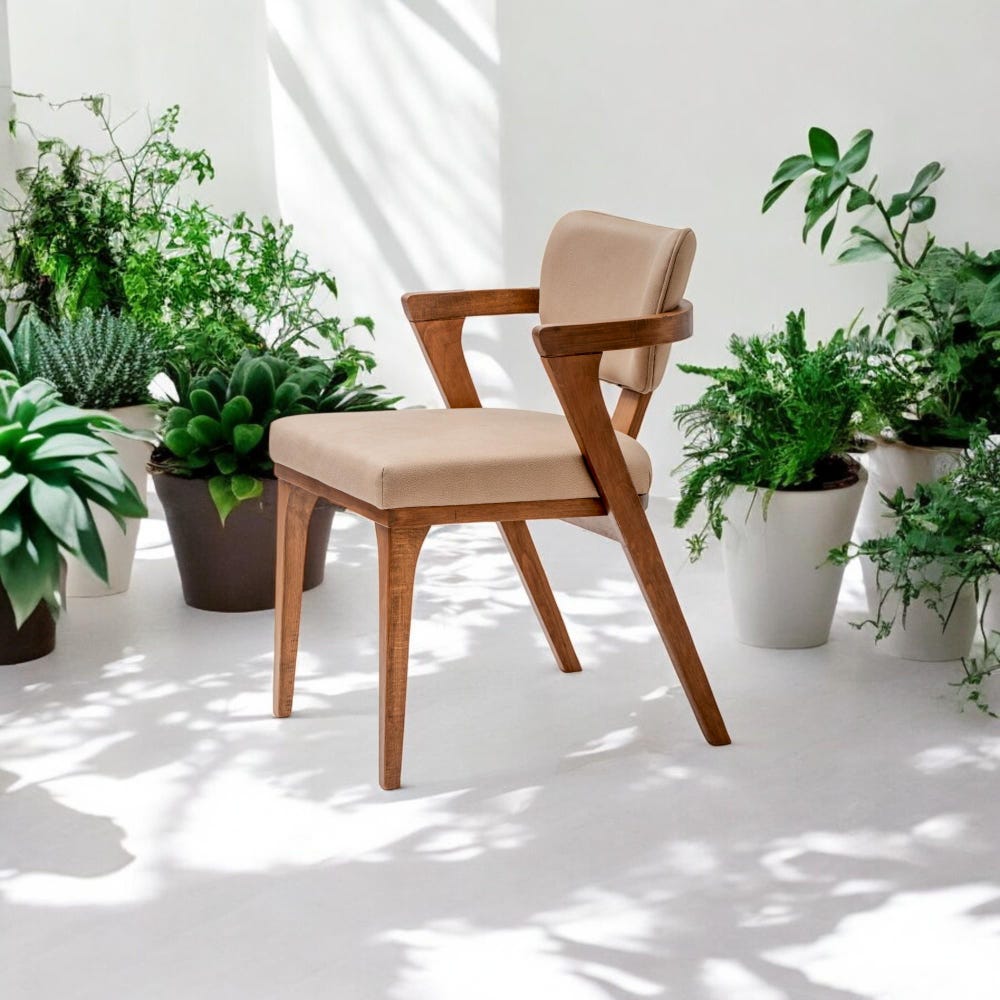 Wooden Dining Chair with Arms, Handmade Modern Kitchen Table Chairs, Comfortable Living Room Seating, Stylish Dining Room Furniture - Image 6