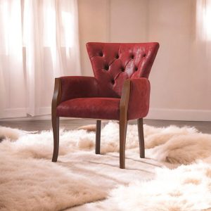 Walnut Lounge Chair with Cozy Sherpa Cushion, Solid Wood Customized Bergere Accent Chair for Living Room & Workspace