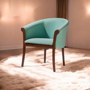 Walnut Lounge Chair with Cozy Sherpa Cushion, Solid Wood Bergere Accent Chair for Living Room & Workspace, Customized Lounge Seating