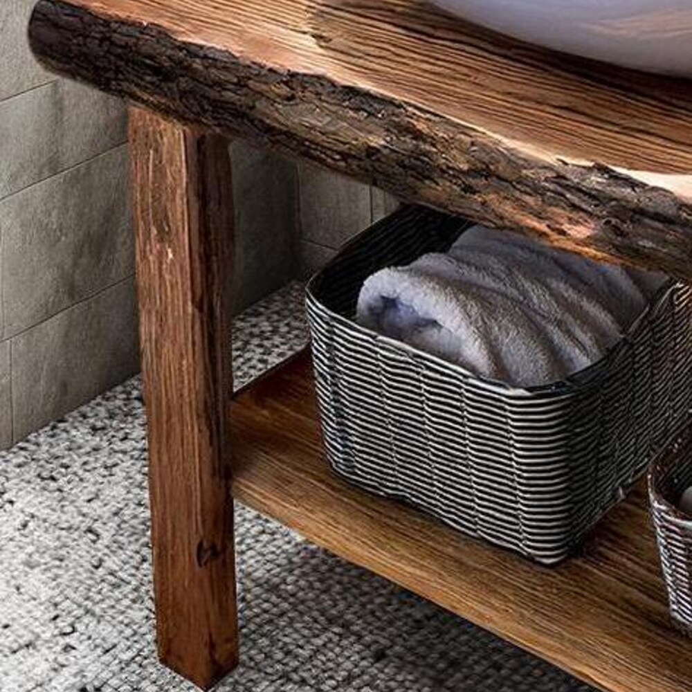 Wooden Rustic Style handmade bathroom vanity live edge solid wood cabinet sink table counter top farmhouse home decor furniture handcrafted - Image 3