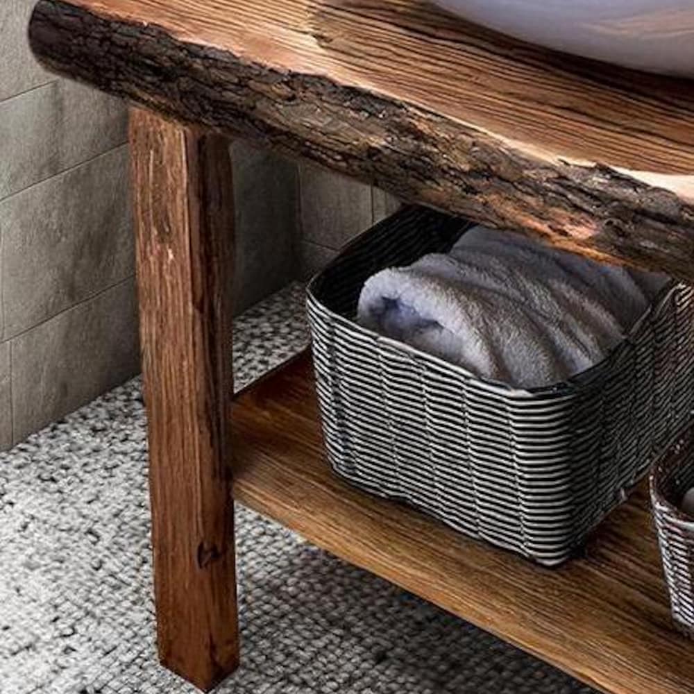 Wooden Rustic Style handmade bathroom vanity live edge solid wood cabinet sink table counter top farmhouse home decor furniture handcrafted - Image 3