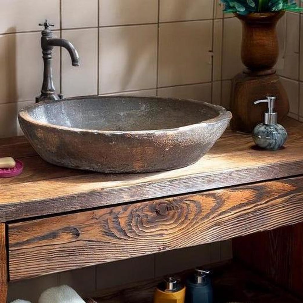 Wooden Rustic Style handmade bathroom vanity live edge solid wood cabinet sink table counter top farmhouse home decor furniture handcrafted - Image 4