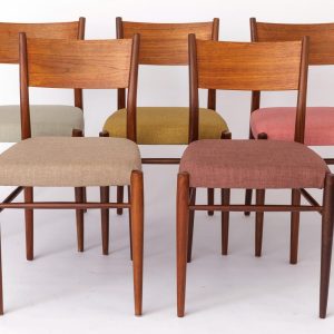 Set of 5 Vintage Chairs by Lübke, Germany | 1960s-1970s | Teak Wood Frames | Refurbished & Reupholstered | Worldwide Insured Shipping