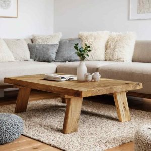 Rustic Reclaimed Wood Coffee Table, Handmade Chestnut Wood Living Room Furniture, Farmhouse Design, Barnwood Coffee Table