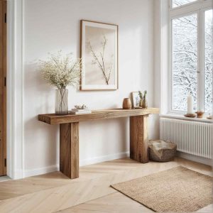 Reclaimed Wood Console Table, Farmhouse Hallway Entryway Table Narrow, Customizable Handmade Sofa Table