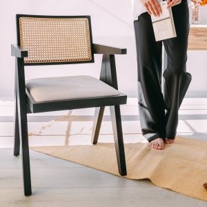 Pierre Jeanneret style Mid-Century Modern, Dining chair, Kitchen, Living room, Wood, Wicker, Office Chair, Home Decoration, Interior design