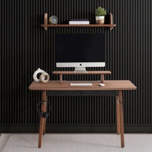 il_1000x1000.6655399099_olzx.jpg American Walnut Wood Work Desk, Black Oak Wooden Desk, Minimalist Desk, Desk with Cable Organizer & Headphone Holder, Personalized Gift