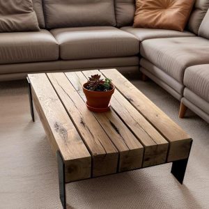 Solid Rustic wooden coffee table - Custom Handcrafted Farmhouse Small Live Edge Reclaimed and Barn Wood tables - Unique Design- Home Decor