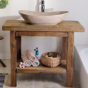 Wooden Rustic Live Edge Bathroom Vanity – Handcrafted Solid Wood Cabinet – Custom Farmhouse Furniture Single or Double Sinks with Storage