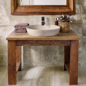 Wooden Rustic Live Edge Bathroom Vanity – Handcrafted Solid Wood Cabinet – Custom Farmhouse Furniture Single or Double Sinks with Storage