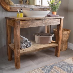 Solid Rustic Bathroom Vanity - Custom Handcrafted Farmhouse Small Live Edge Reclaimed and Barn Wood Vanities - Unique Design- Home Decor