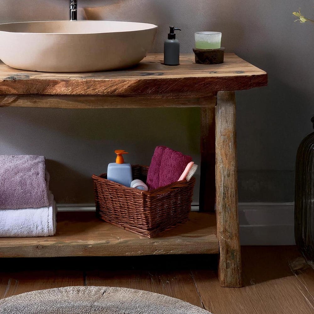 Wooden Rustic Style handmade bathroom vanity live edge solid wood cabinet sink table counter top farmhouse home decor furniture handcrafted - Image 3