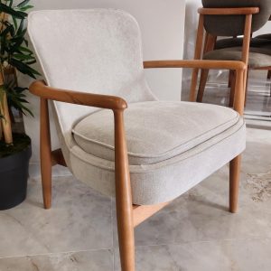 Mid-Century Modern Wooden Armchair | Handmade Upholstered Lounge Chair | Retro Scandinavian Accent Chair
