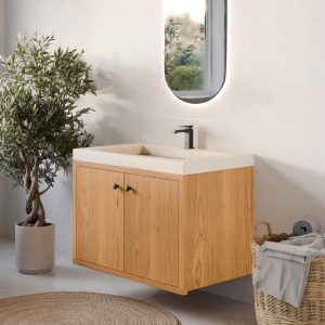Bathroom Vanity Cabinet with Double Doors in Cherry