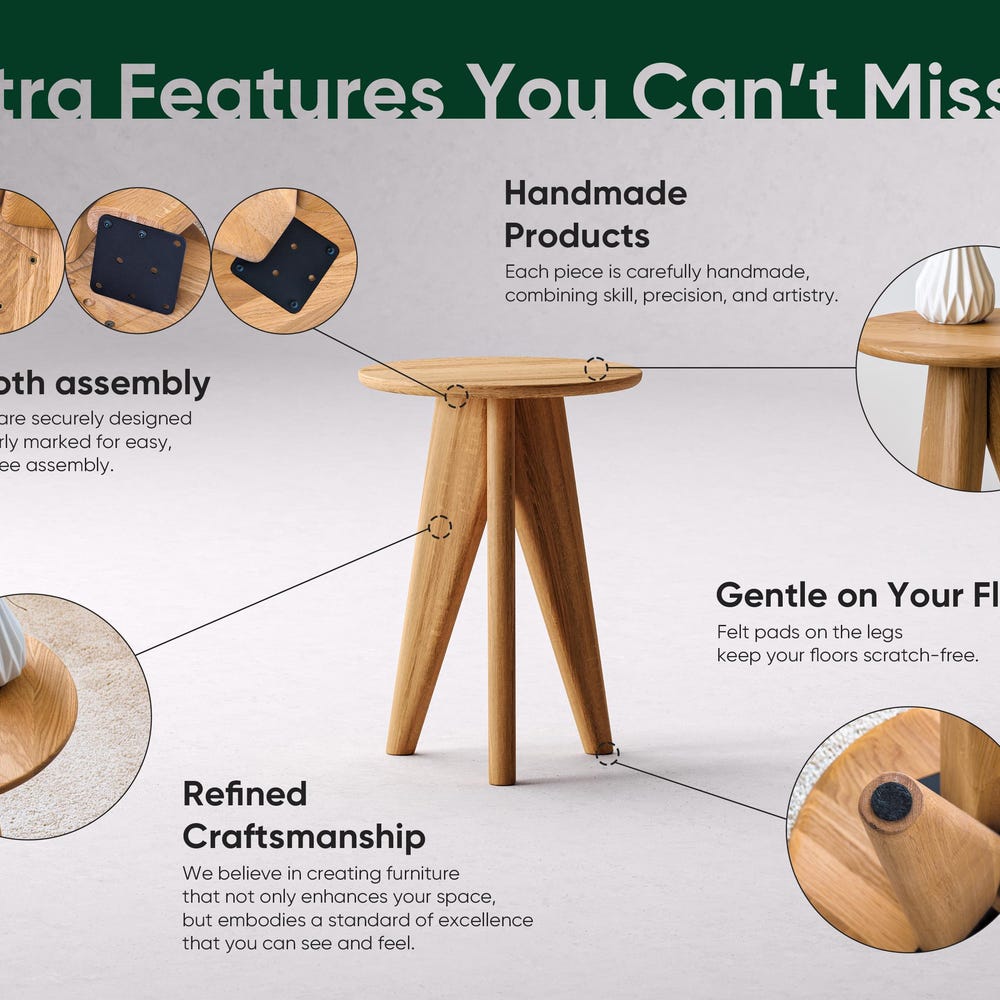 Modern Nesting Tables - End Round Side Table - Solid Oak Wood Table - Small Nesting Tables for Living Room - Set of End Side Tables - Image 10