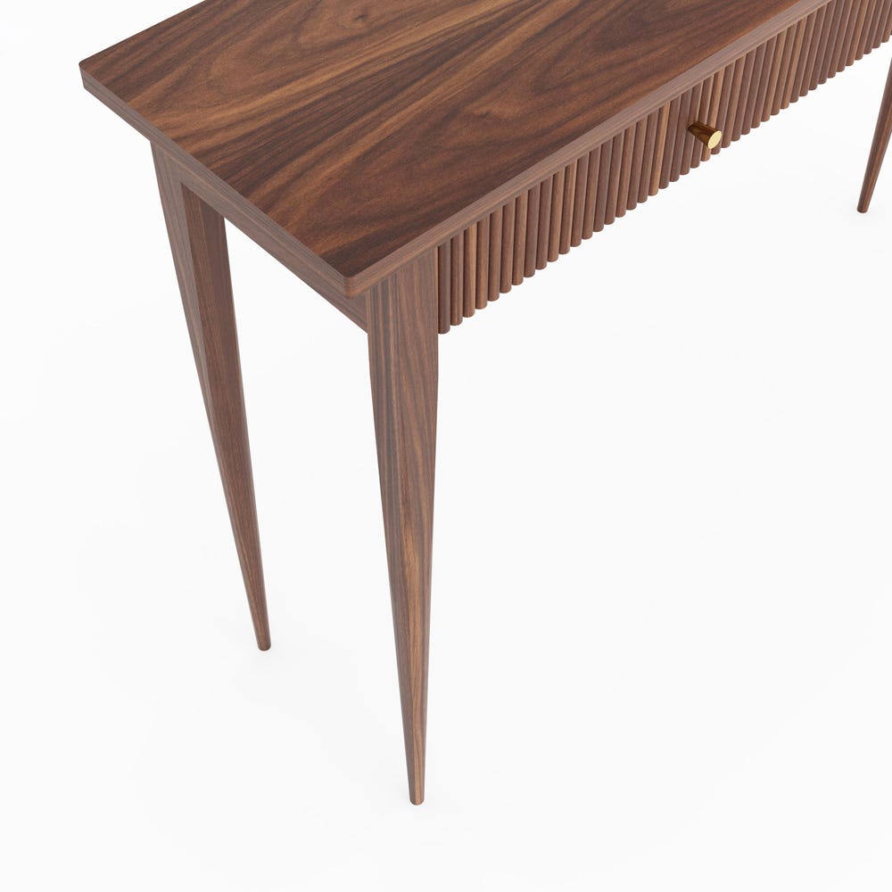 Walnut console table with slatted drawers, hallway table, entryway table, vanity table, dressing table in solid walnut, mid century modern - Image 3