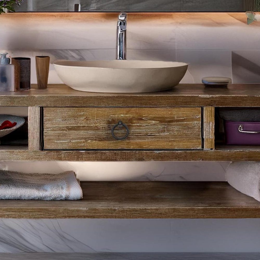 Wooden Rustic Style handmade bathroom vanity live edge solid wood cabinet sink table counter top farmhouse home decor furniture handcrafted - Image 4