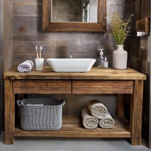 Solid Rustic Bathroom Vanity - Custom Handcrafted Farmhouse Small Live Edge Reclaimed and Barn Wood Vanities - Unique Design- Home Decor
