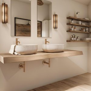 Custom Handmade Rustic Wooden Bathroom Vanity - Farmhouse Style Sink Shelf with Live Edge Reclaimed Handcrafted cabinet Wood Country Style