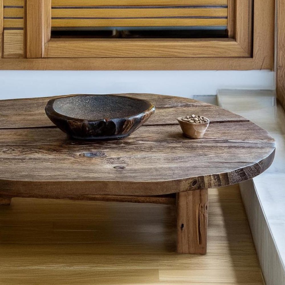 Custom Handmade Rustic Wooden round oval elips Coffee Table - Farmhouse Style natural Live Edge Handcrafted solid wood table furniture decor - Image 3