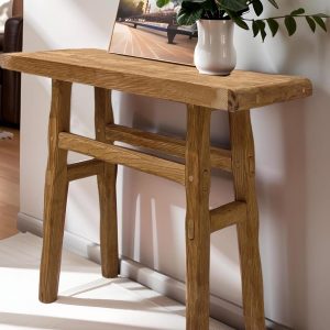 Custom Rustic Wooden Console Table – Handmade Farmhouse Live Edge Solid Wood Entryway Hallway Dresser – Narrow Handcrafted for Living Room
