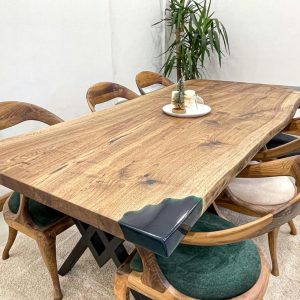 live edge walnut dining table with epoxy corners ,live edge desk,Live Edge Dining Room Decor