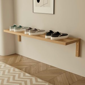 Wall Mounted Shoe Rack - Solid Wood Floating Shelf - Minimalist Entryway Organizer - Handmade Shoe Storage - Modern Hallway Shelf