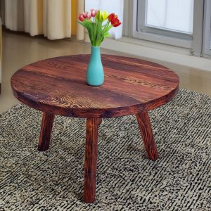 Custom Handmade Rustic Wooden round Coffee Table - Farmhouse Style natural Live Edge Reclaimed Handcrafted solid wood table home furniture