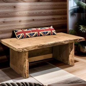 Custom Handmade Rustic Wooden Coffee Table - Farmhouse Style natural Live Edge Reclaimed Handcrafted solid rectangular wood table home decor
