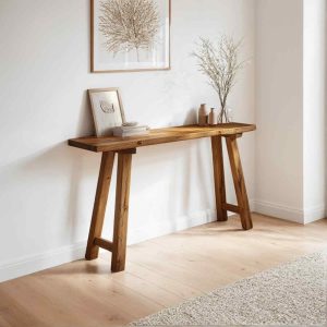 Reclaimed Wood Console Table, Farmhouse Hallway Entryway Table Narrow,Customizable Handmade Wooden Solid Sofa Foyer Dresser for Housewarming