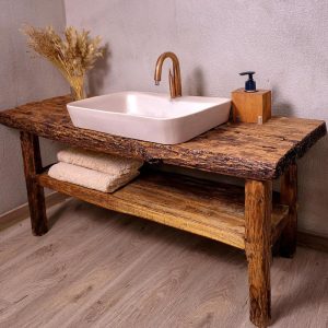 Solid Rustic Bathroom Vanity - Custom Handcrafted Farmhouse Small Live Edge Reclaimed and Barn Wood Vanities - Unique Design- Home Decor