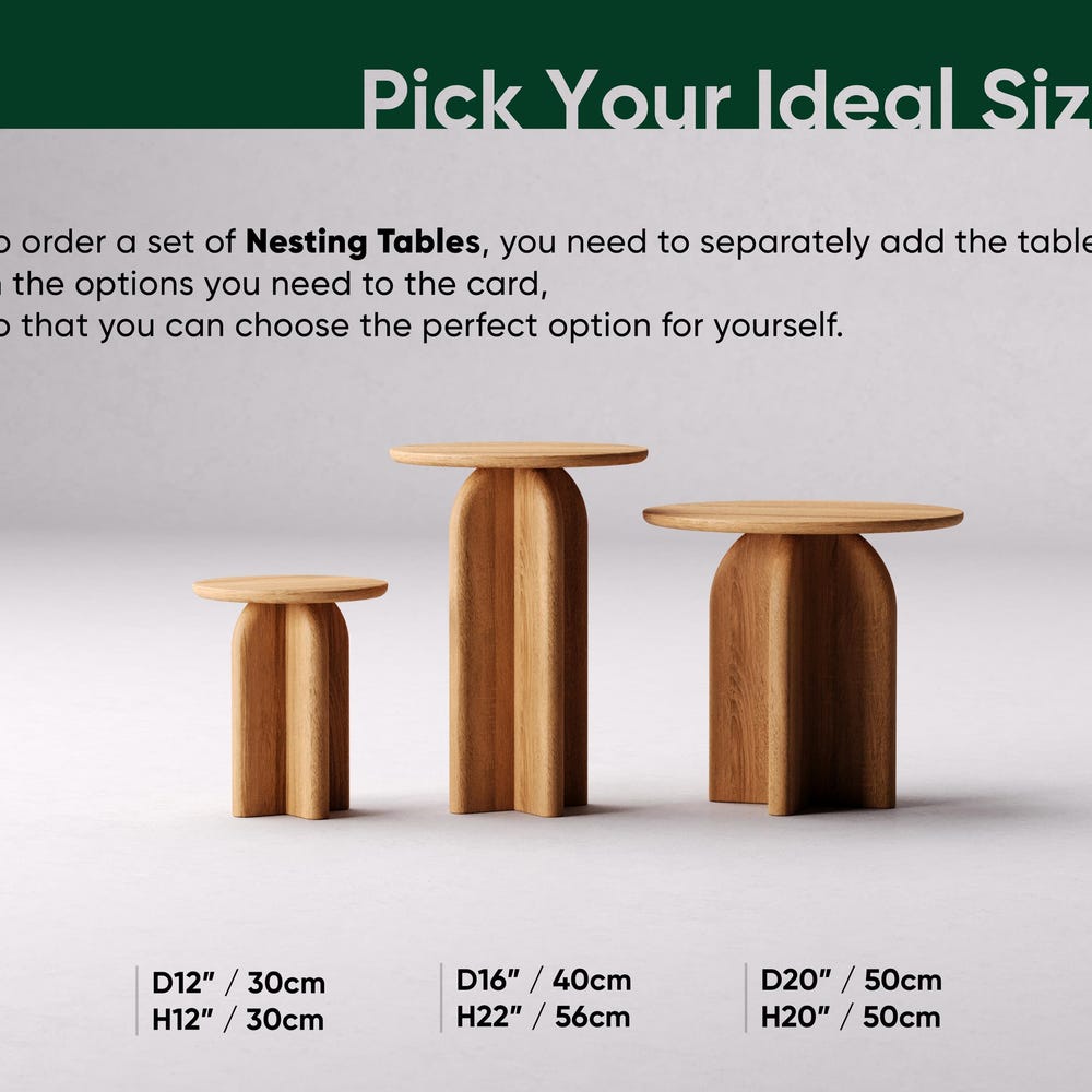 Modern Side Table - Round End Table - Solid Oak Wood Table - Wood End Table for Living Room - Set of End Side Tables - Minimalist End tables - Image 7