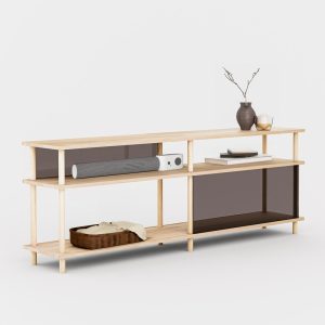 Open Tv Stand, Minimalist Bookshelf, Bookcase with Sliding Doors