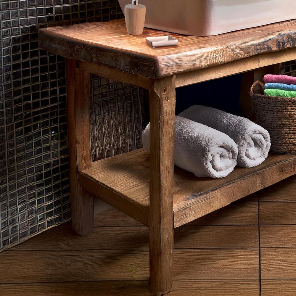 Custom Handmade Rustic Wooden Bathroom Vanity - Farmhouse Style Sink Shelf with Live Edge Reclaimed Handcrafted cabinet Wood Country Style - Image 2