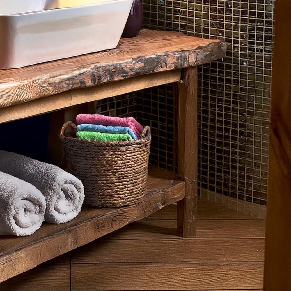 Custom Handmade Rustic Wooden Bathroom Vanity - Farmhouse Style Sink Shelf with Live Edge Reclaimed Handcrafted cabinet Wood Country Style - Image 3