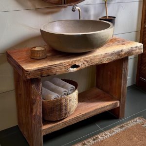 Solid Rustic Bathroom Vanity - Custom Handcrafted Farmhouse Small Live Edge Reclaimed and Barn Wood Vanities - Unique Design- Home Decor