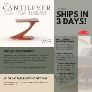 Cantilever Side Table | CHERRY QUICKSHIP | Mid Century Modern Side Table | Modern Night Stand | Wood Side Table and End Table