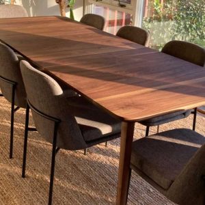 Mid Century Modern Extendable Dining Table, Modern Walnut Expandable Table, Mid Century Walnut Dining Table,  Extendable Walnut Dining Table