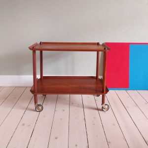 Danish mid century bar cart teak Midcentury cart vintage serving cart with wheels wooden trolley Scandinavian table mcm cart 60s tray table