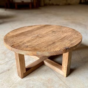 Round Wood Coffee Table Modern Furniture, Rustic Modern Table Reclaimed Wood
