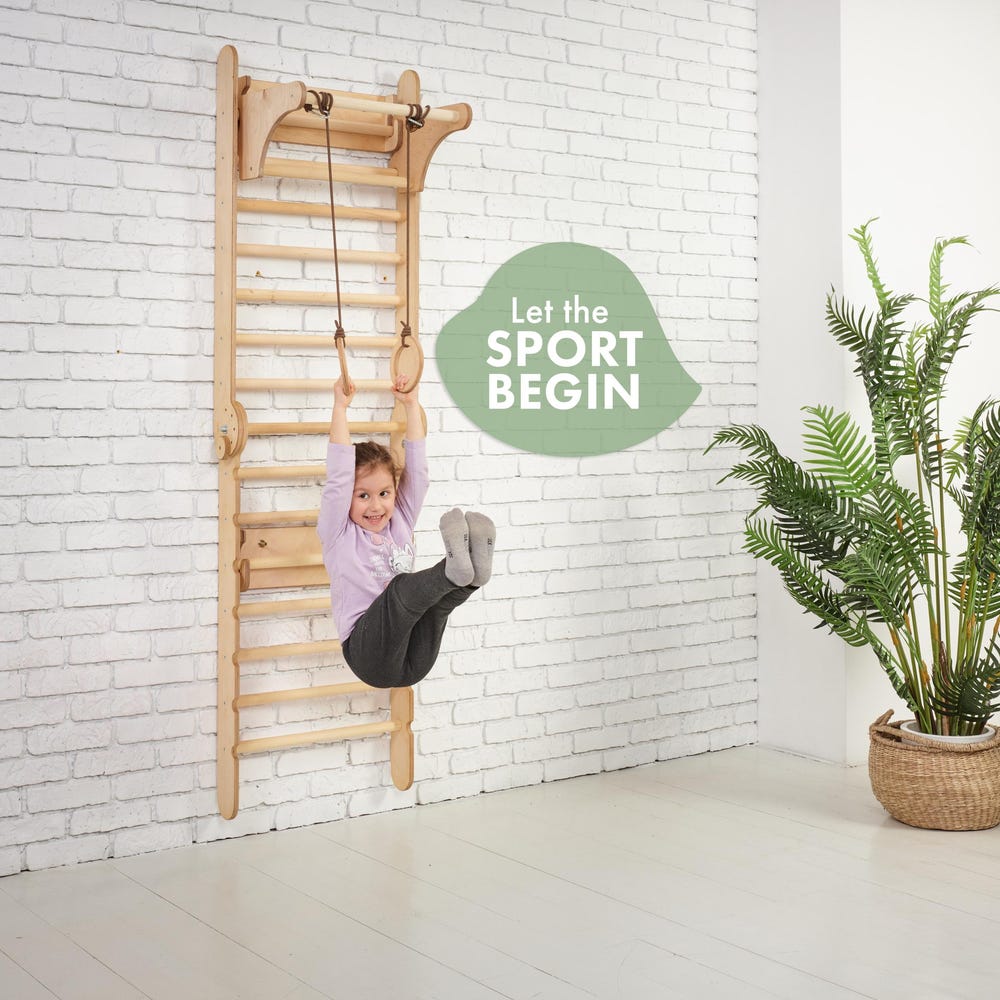 Swedish wall ladder for kids furniture, Toddler gym, Indoor play gym, Kids gym ,Toddler climbing wall, Toddler climbing gym, Sprossenwand - Image 7