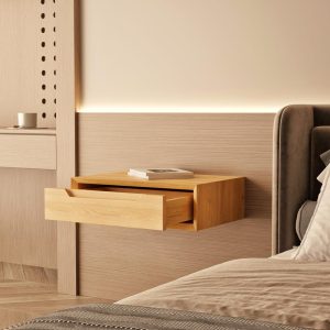 Minimalist Handmade Ash Wood Bedside  Nightstand with Drawer – Modern Nightstand for Bedroom, Functional and Stylish Furniture