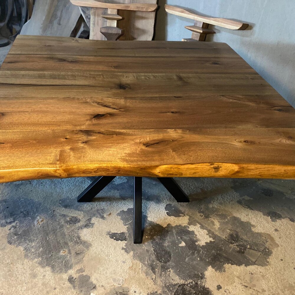 Live Edge Dining Table, Large Square Walnut Table, Moder Living Room Table - Image 2
