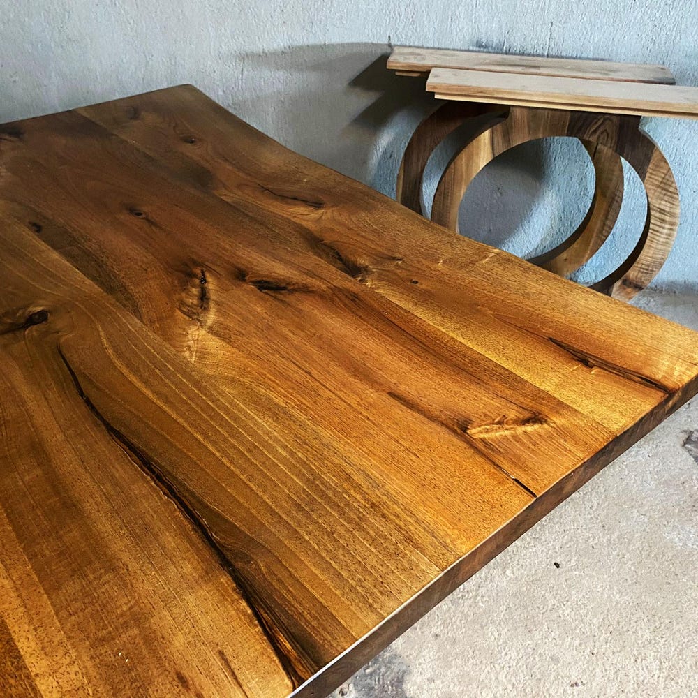 Live Edge Dining Table, Large Square Walnut Table, Moder Living Room Table - Image 10