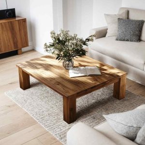 Reclaimed Rustic Wood Coffee Table, Handmade Chestnut Wood Living Room Furniture, Farmhouse Design, Barnwood Coffee Table, Gift for Women