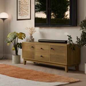 White Oak Media Cabinet w/ Soft-Close Drawers and Doors