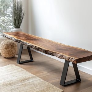 Entryway Bench, Walnut Live Edge Bench, Wooden Bench, Rustic Wood Bench, Hallway Wooden Bench