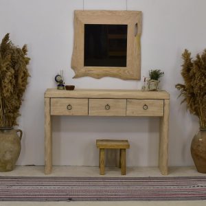 The dresser console table is medieval handcrafted from chestnut wood, rustic hallway furniture entry live edge entry table gift for women.