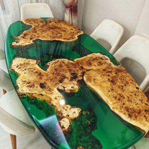 Mappa burl green epoxy table, living room epoxy table ,mappa burl slabs kitchen table